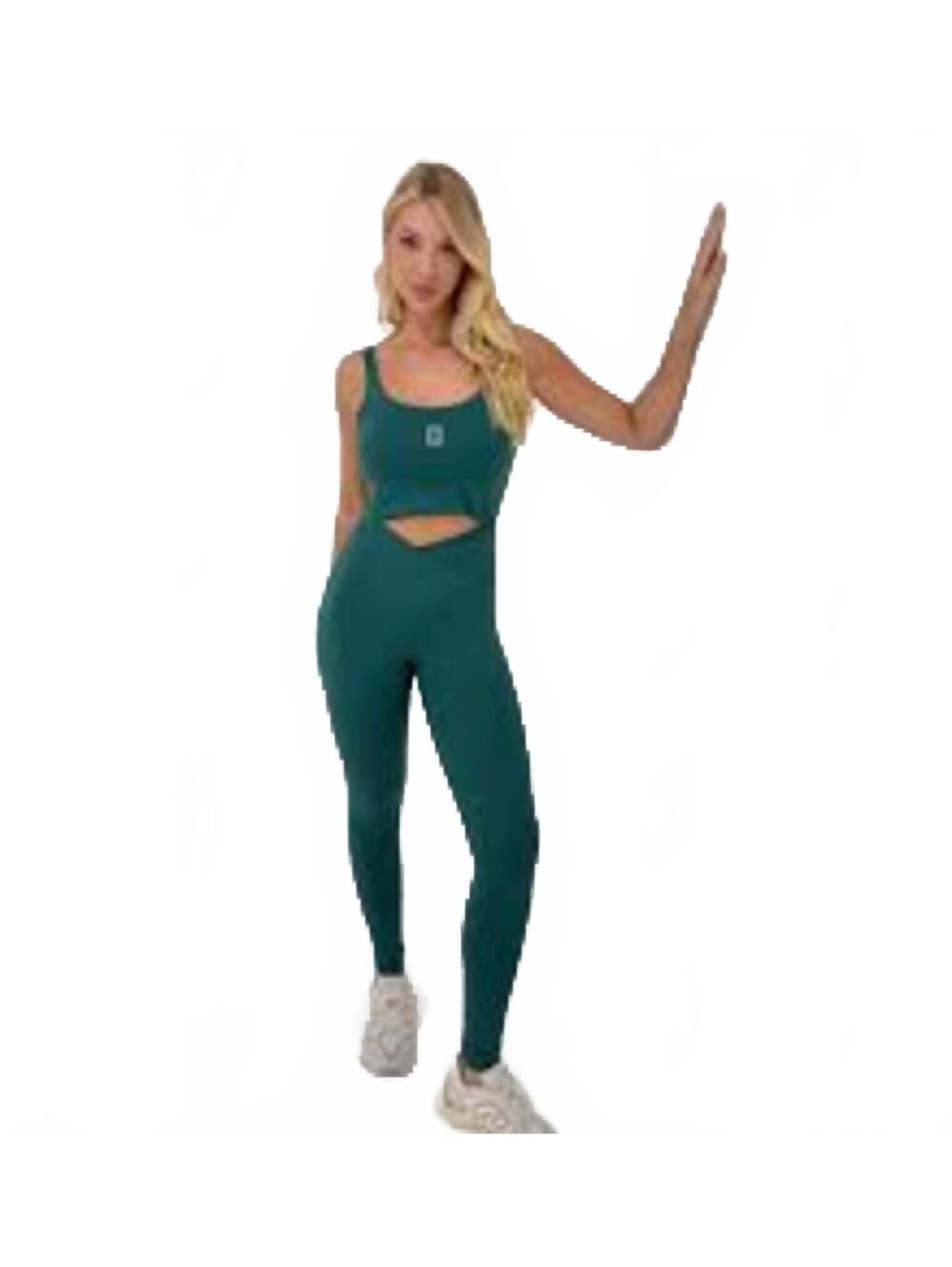 Free People FP Movement Back It Up Jumpsuit in a dark green color. Size S #1012